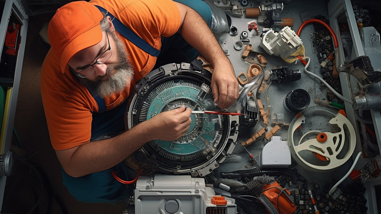 Person in a repair shop working